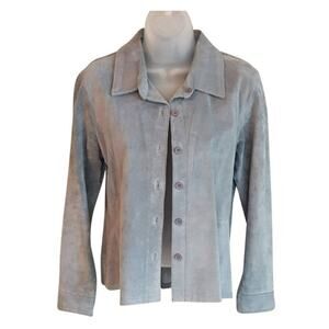 Vintage 100% Leather Blue Suede Shirt